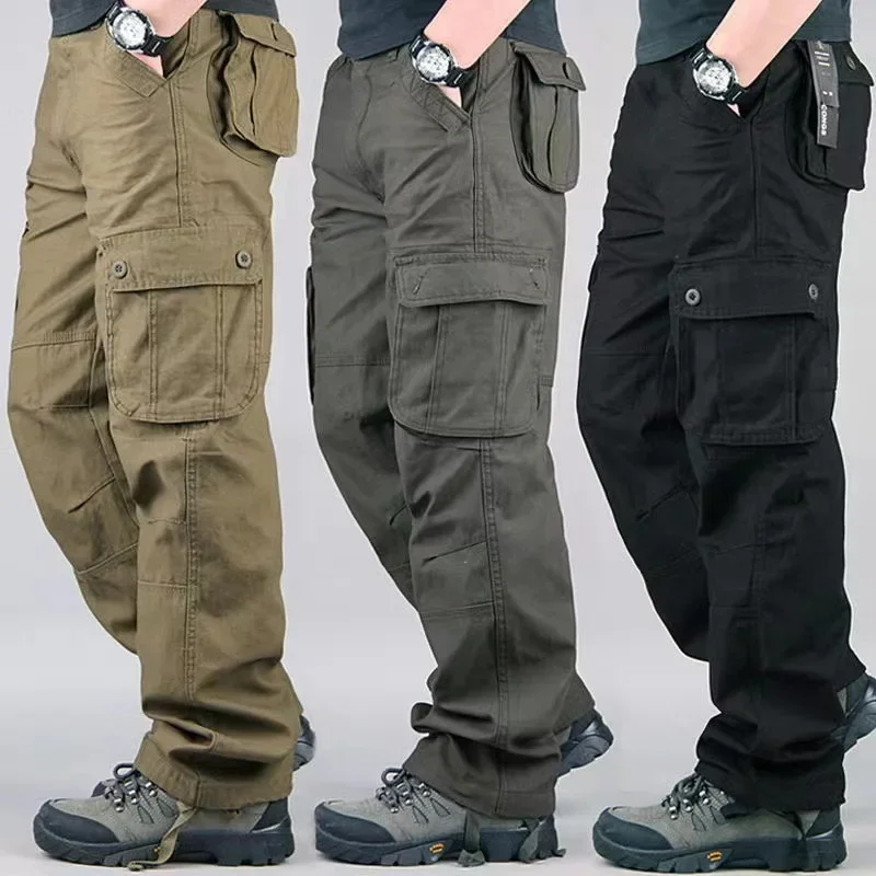 

Multiple Pockets Baggy Pants Men's Outdoor Sports Jogging Tactical Pants Cotton Solid Casual Cargo Pants Y2k Men Clothing