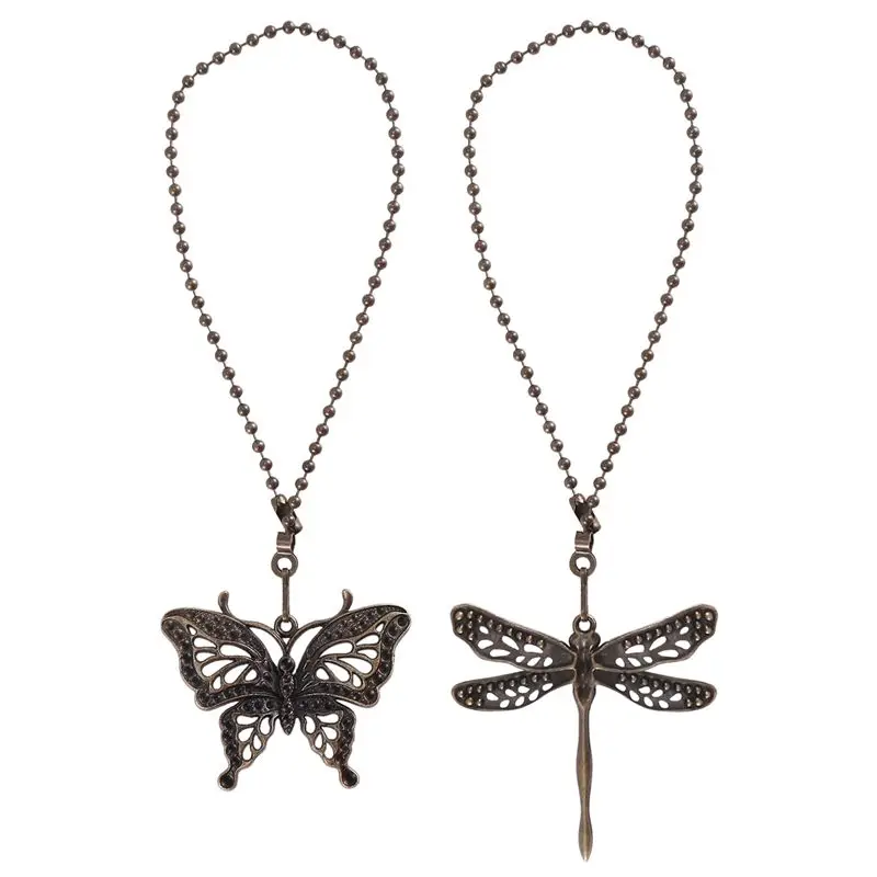 

WORTHOWN-2 Pack Ceiling Fan Pull Chain Set,Lighting & Fan Pull Chain Pendant Chain Extender,Dragonfly And Butterfly