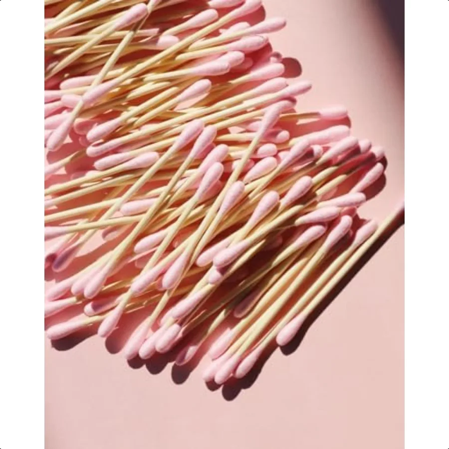 Premium Biodegradable Bamboo Cotton Swabs DoubleTip Makeup Remover MultiUse Pink Cotton Buds Pack of Multiple Pieces
