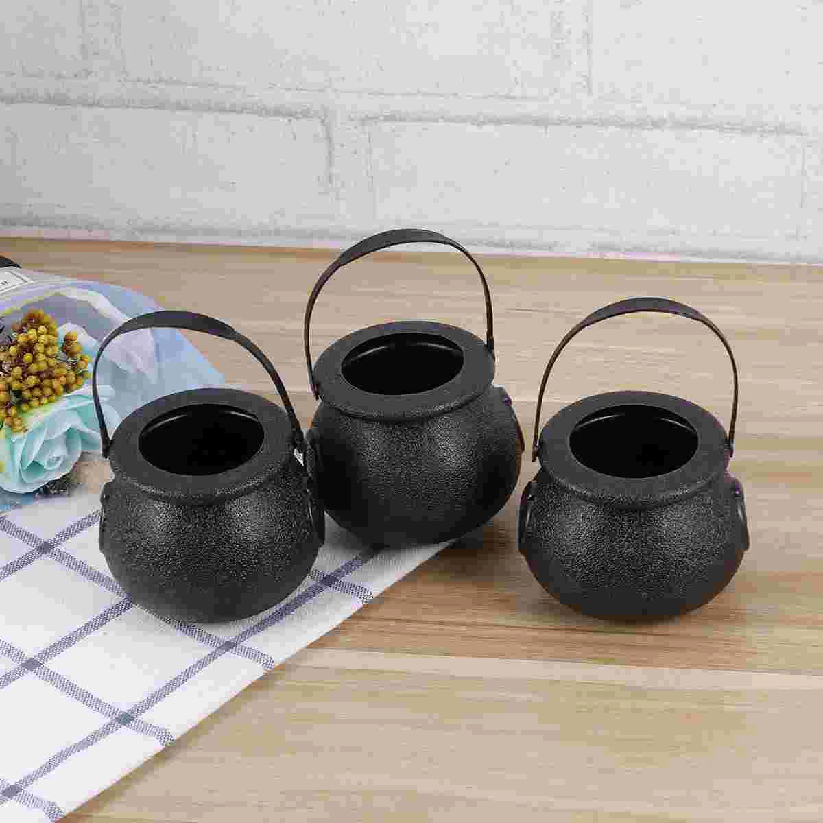 

10pcs 5x7cm Halloween Candy Bucket Witch's Cauldron Trick or Treat Candy Pail Holder (Black) halloween candy holder