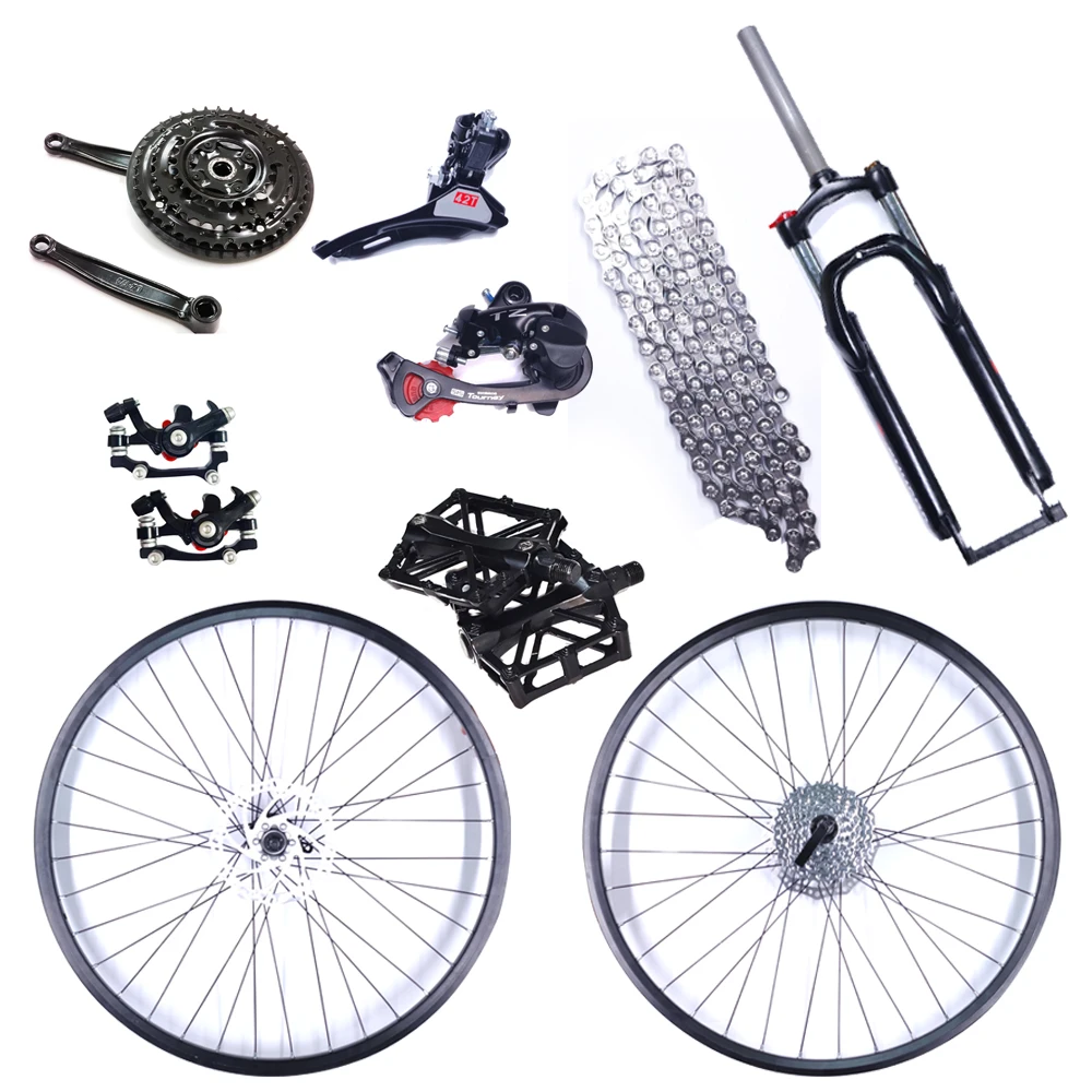 27.5 Size Mtb Bike Parts Mechanical Front Fork 160mm Disc Brake 8 Speed Cassette 3 Speedd Crank Convenient