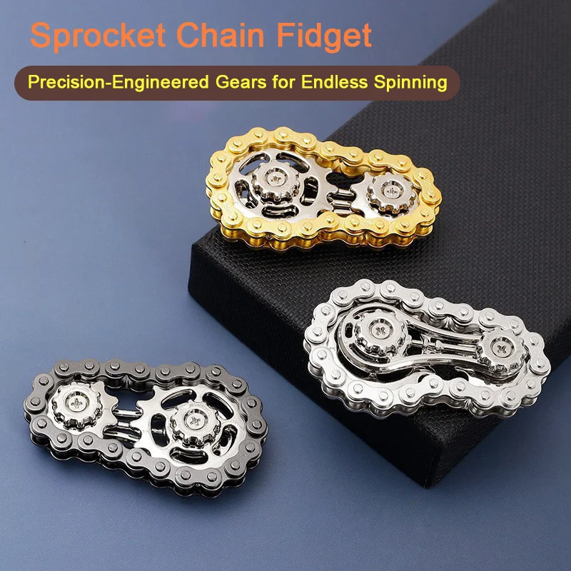 【Happy-Day】Metal Sprockets Hand Roller Fidget Chain | Dual-Gear Precision Machined Stress Relief Toy