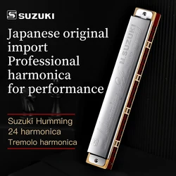 SUZUKI SU-24 Humming 24 Holes Tremolo Harmonica Polyphony Diatonic C Key 24 Hole Profession Harmonica Beginners Kids Aldults