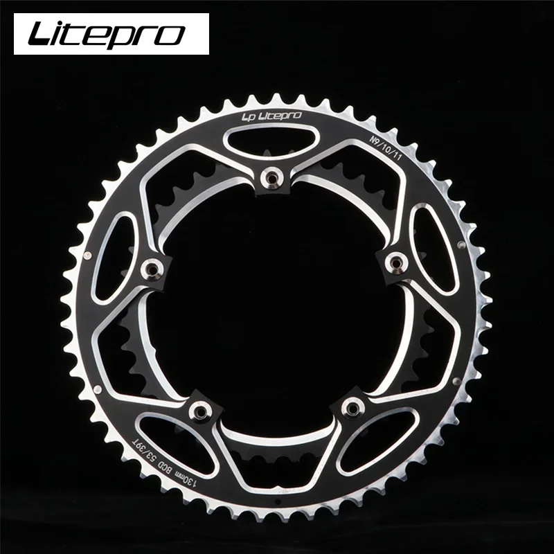 Litepro 53-39T Chainring 130 Bcd Aluminum Alloy Double Chain Ring for 0/10/11 Speed Road Bike Folding BIke Litepro Accessories