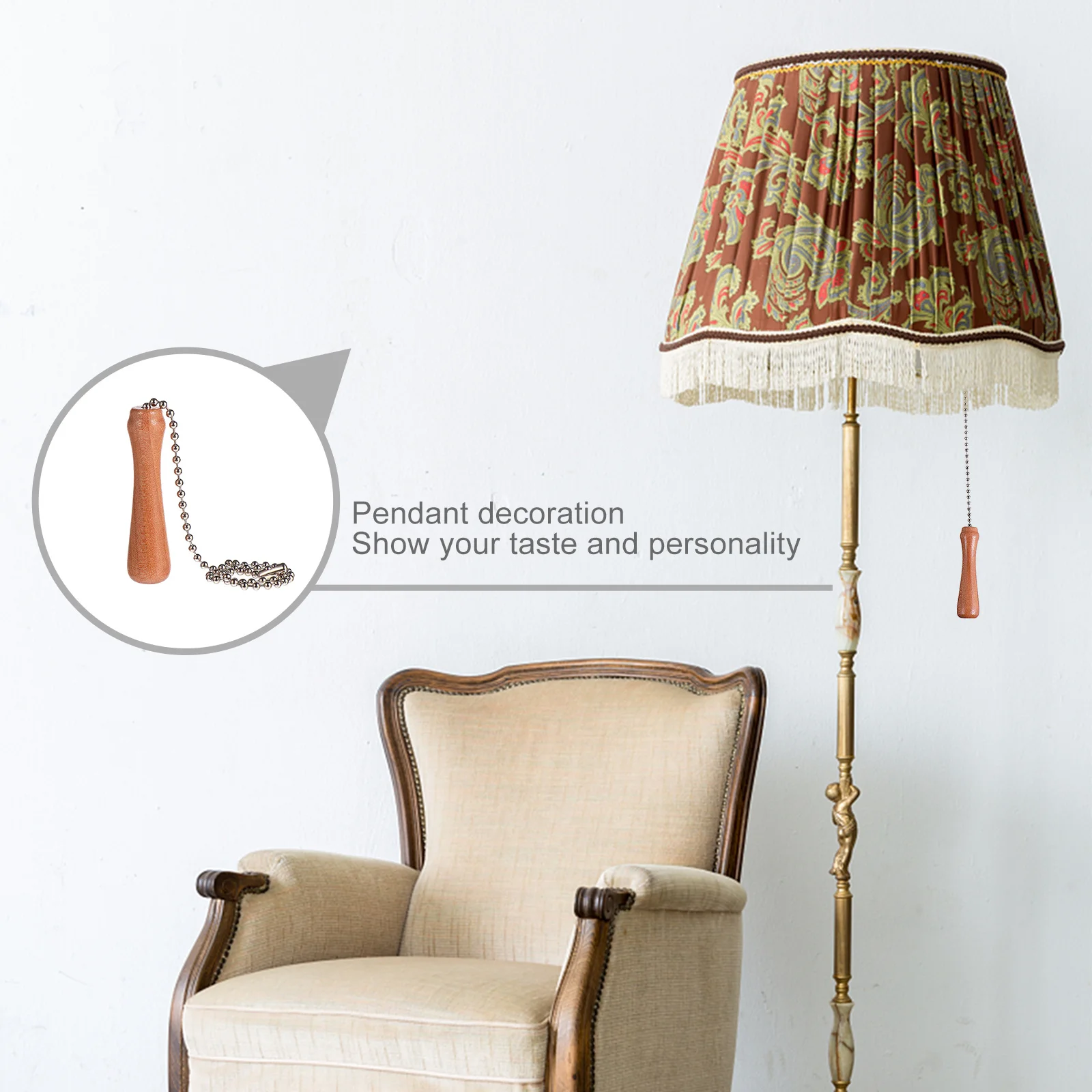 

3Pcs Wooden Ceiling Fan Pull Chains Chandelier Pendants for Fan Light Lamp Hanging Pedant Decor Easy Install Chandelier Pendants