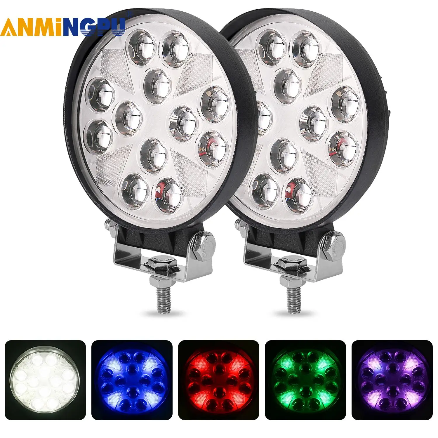 

4inch Round Led Work Light Bar RGB Flashing Emergency light For Car 4x4 Atv Truck Moto Fog Lights Driving Led Headlights