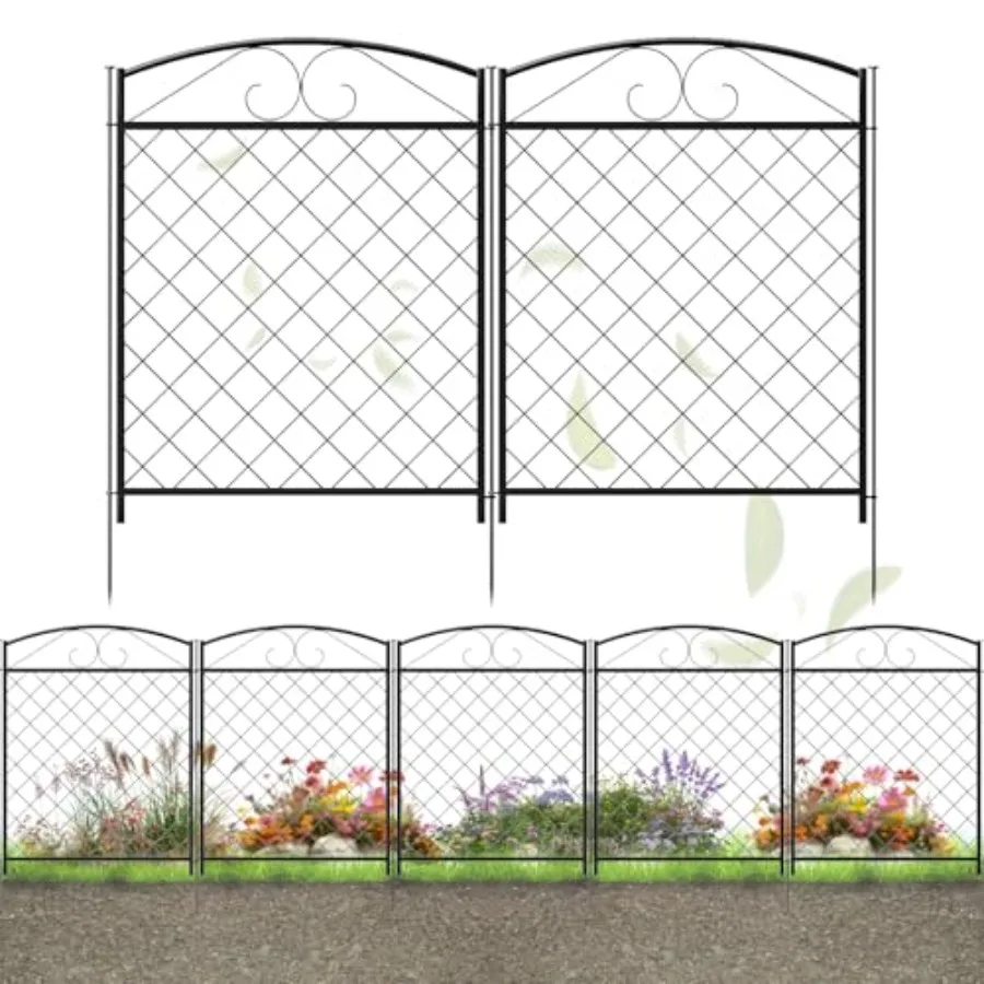 

Decorative Metal Fence, Pack of 5pcs, Total 36" H x 142" L
