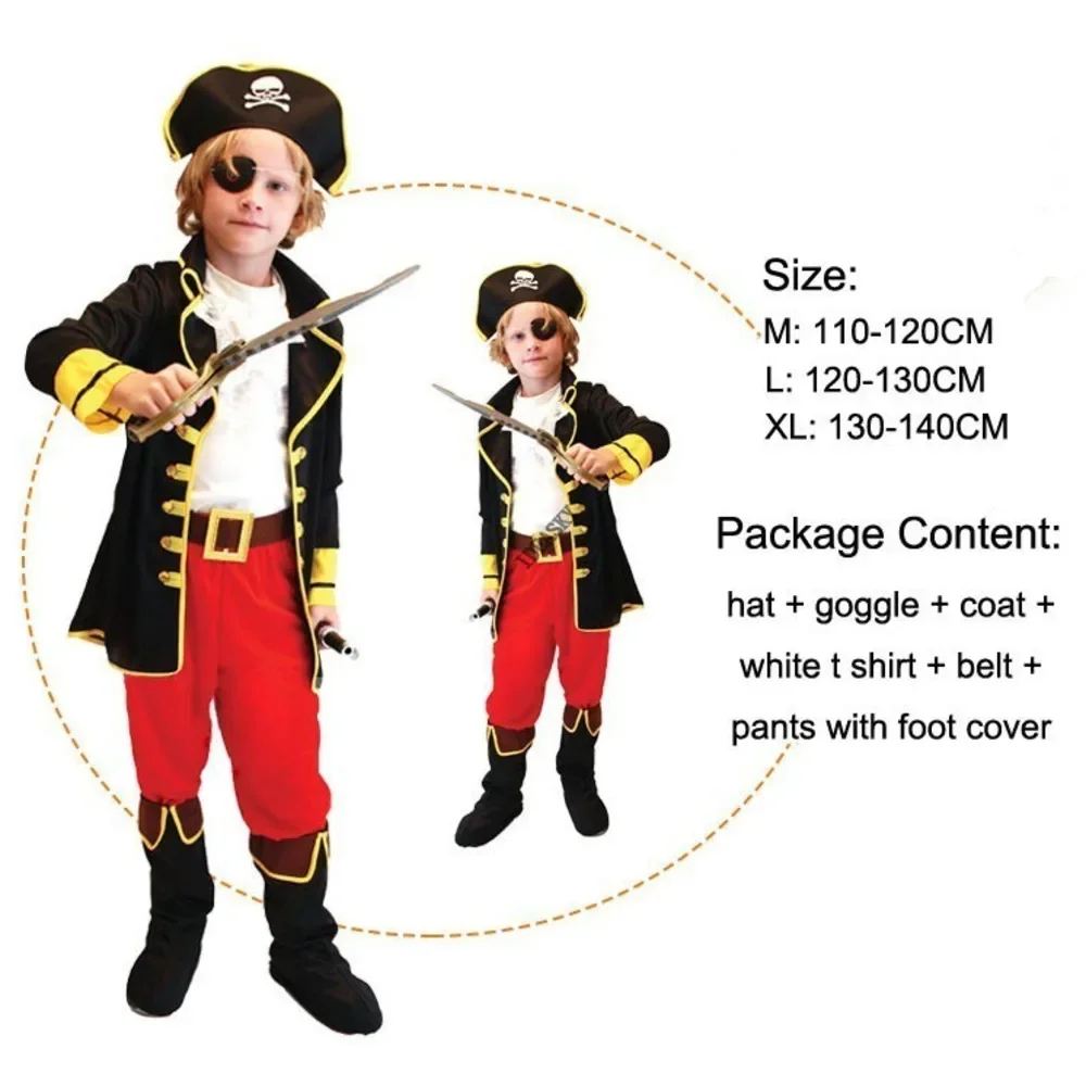 Purim Halloween Costume for Kids, Pirate Shirt, Deluxe, Fofo, Menino, Menina, Carnaval, Crianças, Piratas do Caribe