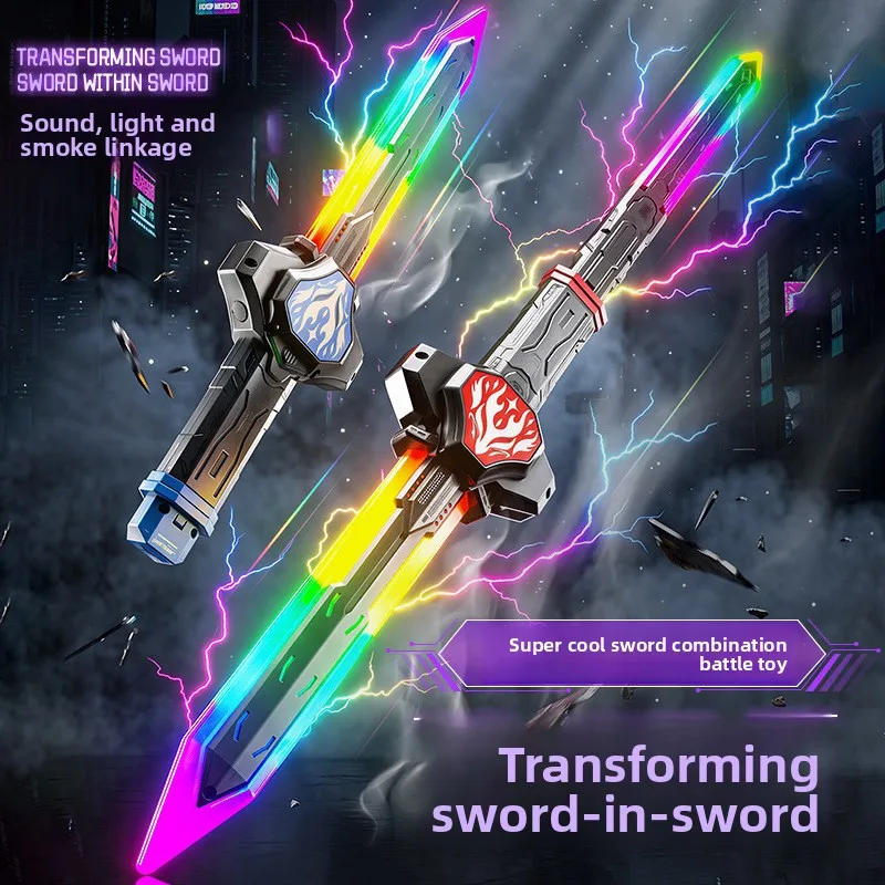 2‑in‑1 Combine Glowing Lightsaber Toy Colorful LED Flash Light Sword With Sound Deformable Battle Duel for Party Cosplay