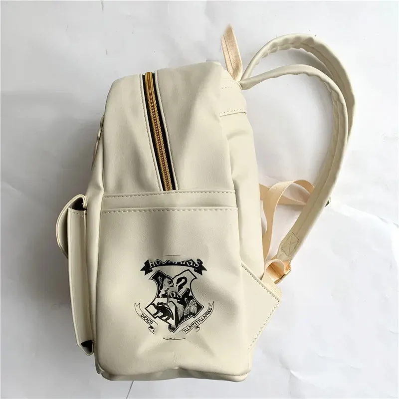 Harry Cute Owl and Letter Casual Women Girls Small Bag Potter Beige PU Leather Backpack School Bag Shoulders Bag Kids Adult Gift