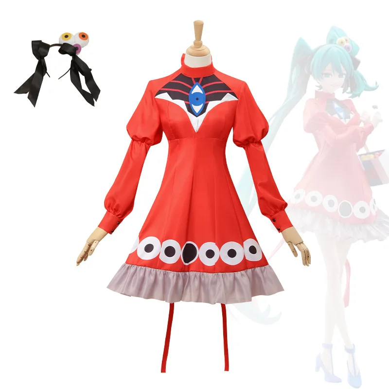 

Miku Cosplay Costume Ainme Red Magic Eye Uniform Halloween Christmas Carnival Full Set For Women