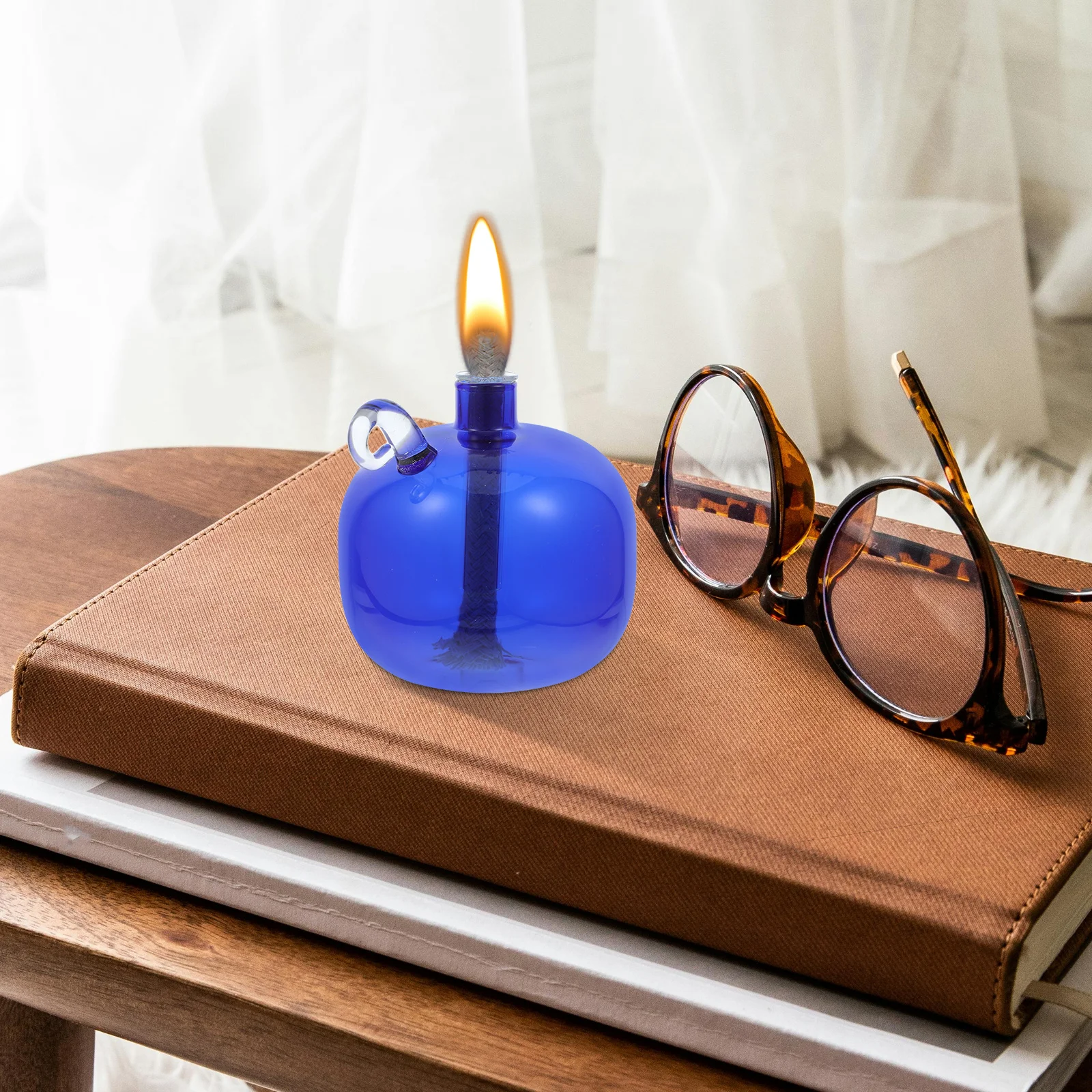 Lâmpada de óleo de vidro redonda recarregável, borosilicato transparente, design moderno, uso interno, decoração de casa, lâmpadas de óleo líquido para uso interno