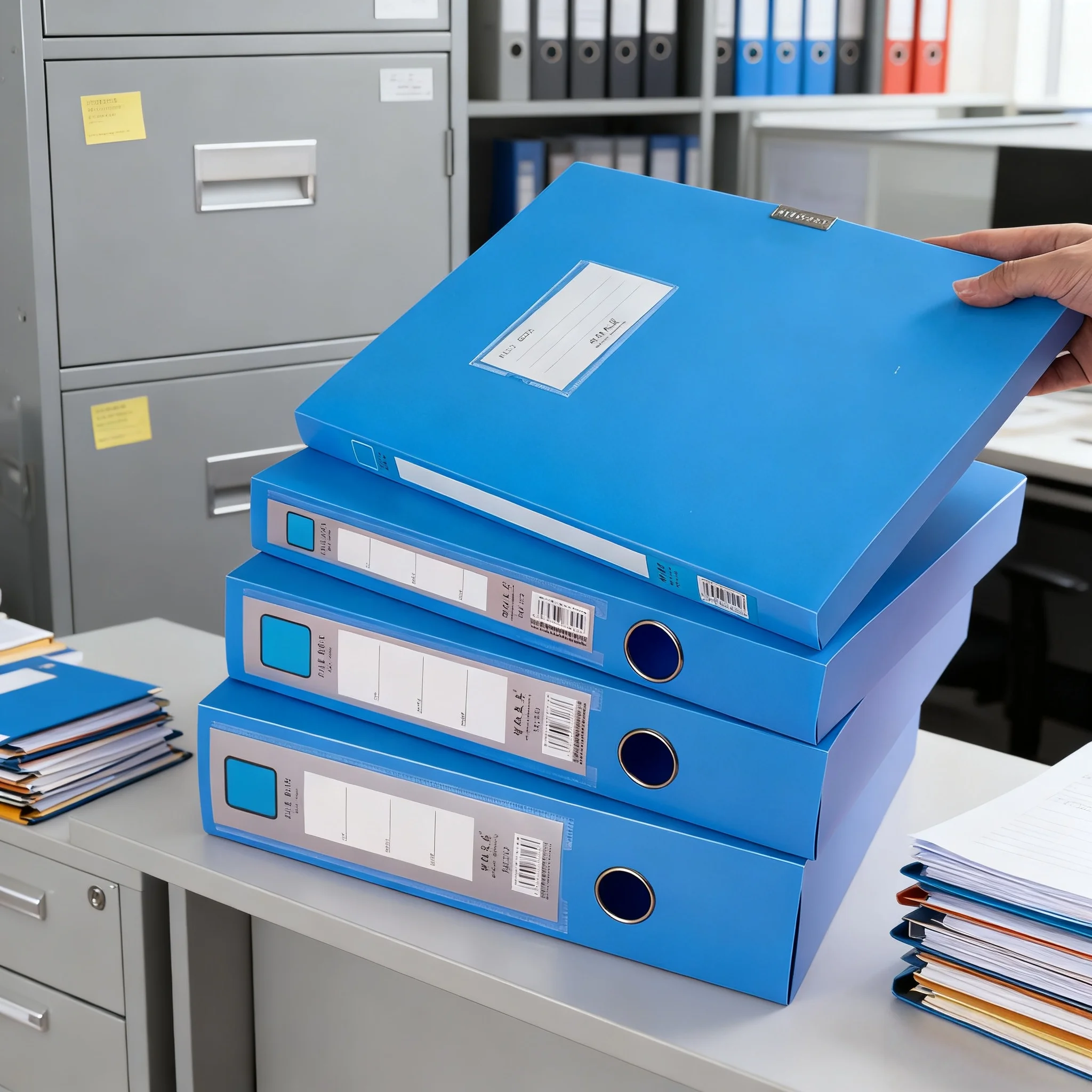 11-Piece A4 Plastic File Box, Thickened Document Storage Box, Foldable Storage Box, Financial Voucher Data Box, Folder for Office Use