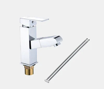 

Classic Chrome Finished Brass Pull Out Spout Bathroom Basin Faucet Single dle Hot Cold Water WitSpring Hoses Deck Mount