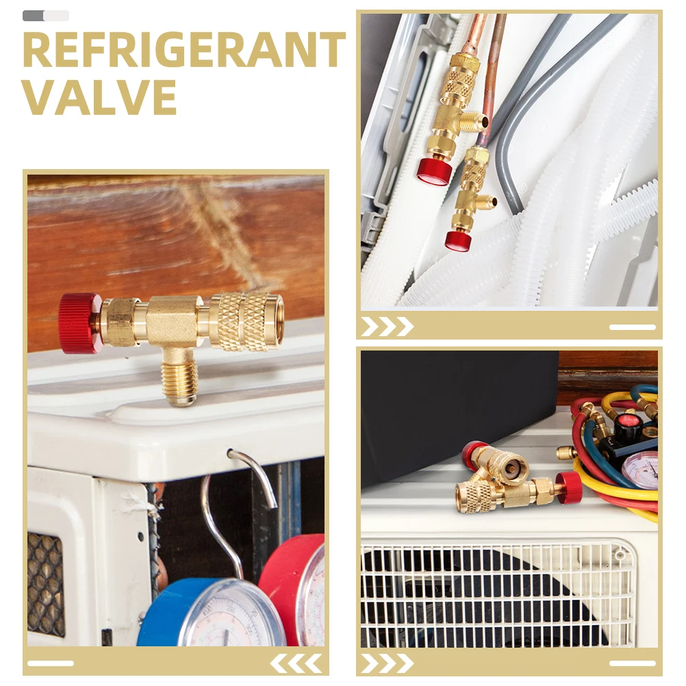 

2pcs Refrigerant Valve R410 Refrigerator Charge Valve Air Conditioning Copper Ergonomic Fittings Adapter Switch
