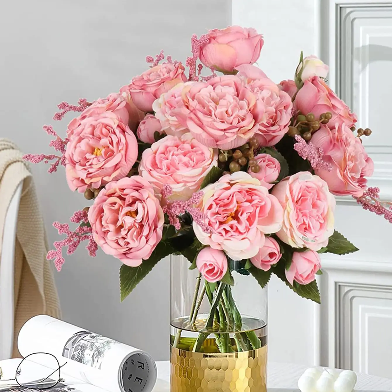 1pc Künstliche Blumen Pfingstrose Hause Hochzeit Zimmer Decor Festival Party Girlande Material Diy Geschenke Box Outdoor Einrichtung Seide Rosen