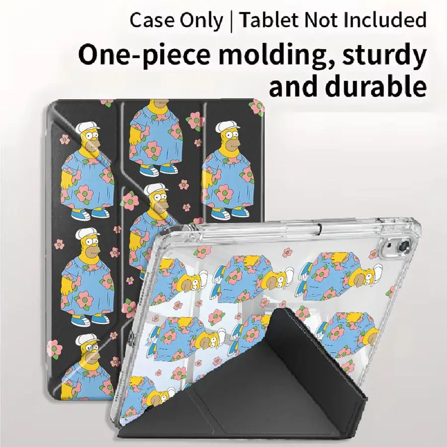 The Simpsons Cartoon Homer Y-Fold Holder Cover Tablet Case For iPad Mini 6 7 Air 4 5 M3 M2 1 2 M4 11inch Pro 2025 Pro 11th 10th 2