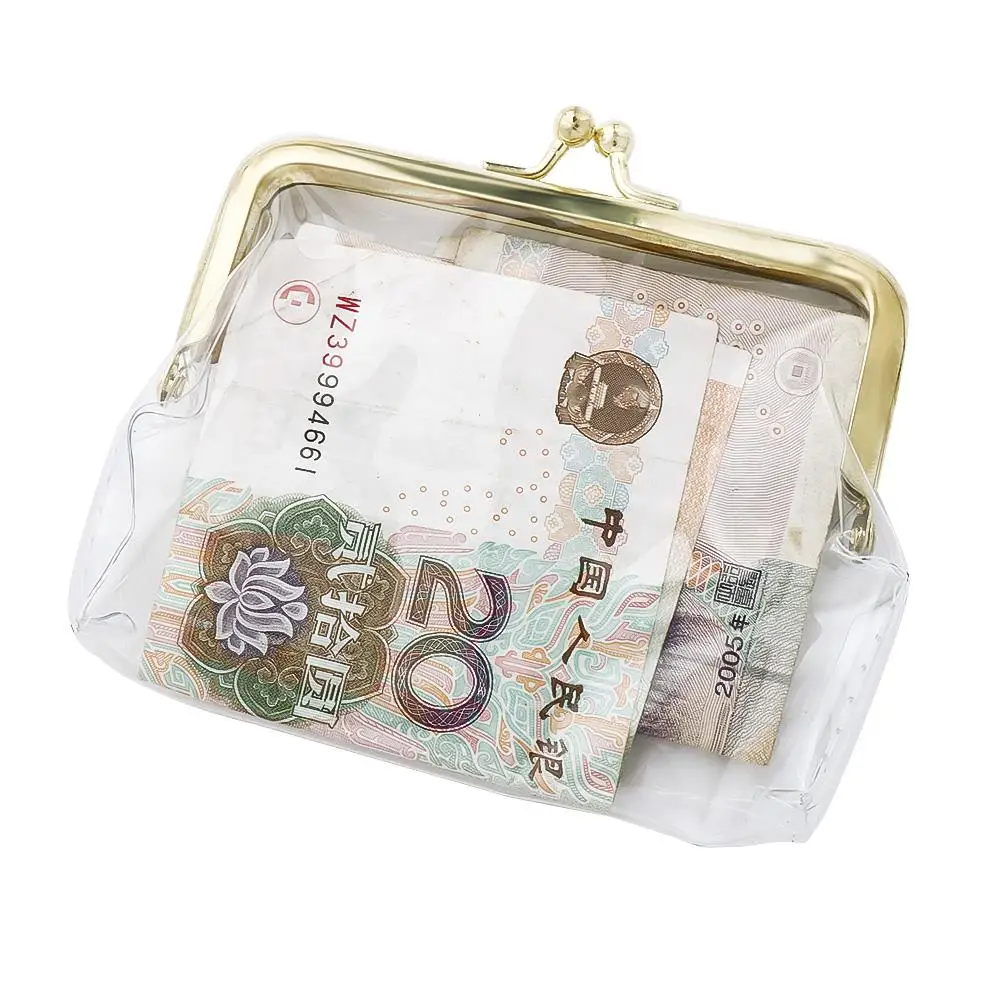 Ins style Credit ID Card Iron Mouth Clip Money Bags Bank Card Small Wallet Card Holder Transparent Coin Purse Change Purse