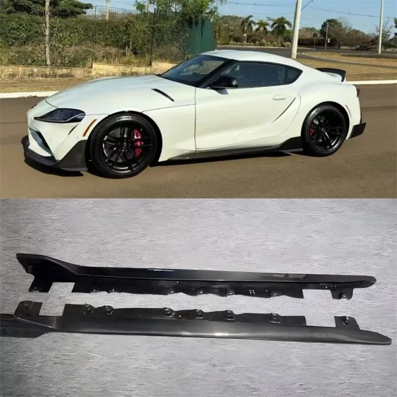 

For Toyota Supra A90 A91 AR 2020-2024 ReaI Carbon Fiber Side Skirts Extensions Lips Spoiler Body Kit