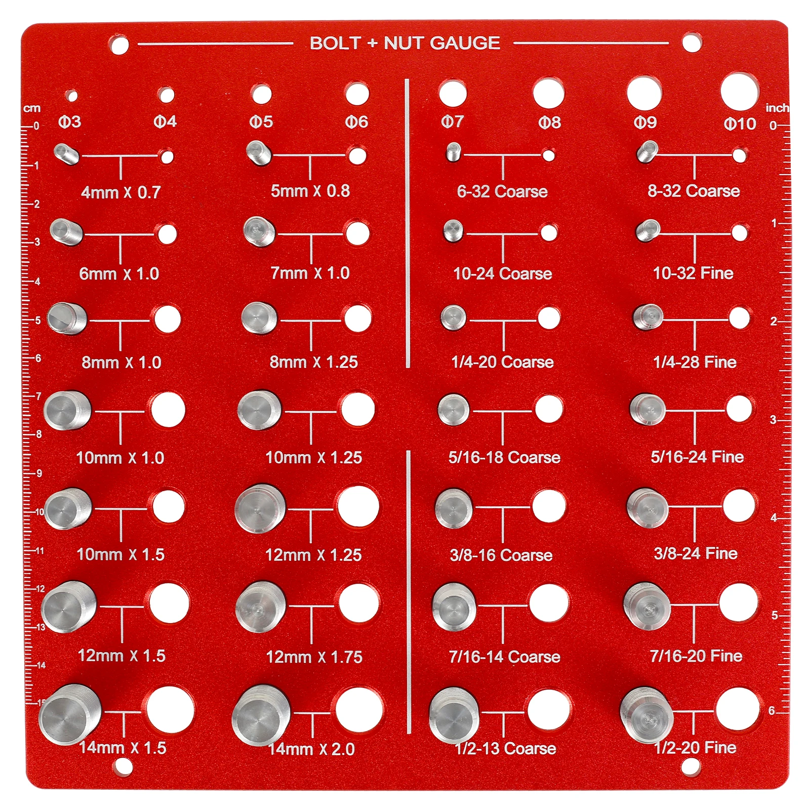 44 Thread Sizes Checker Aluminum Alloy Thread Identifier Gauge Imperial and Metric Size Precise Nut and Bolt Thread Identifier