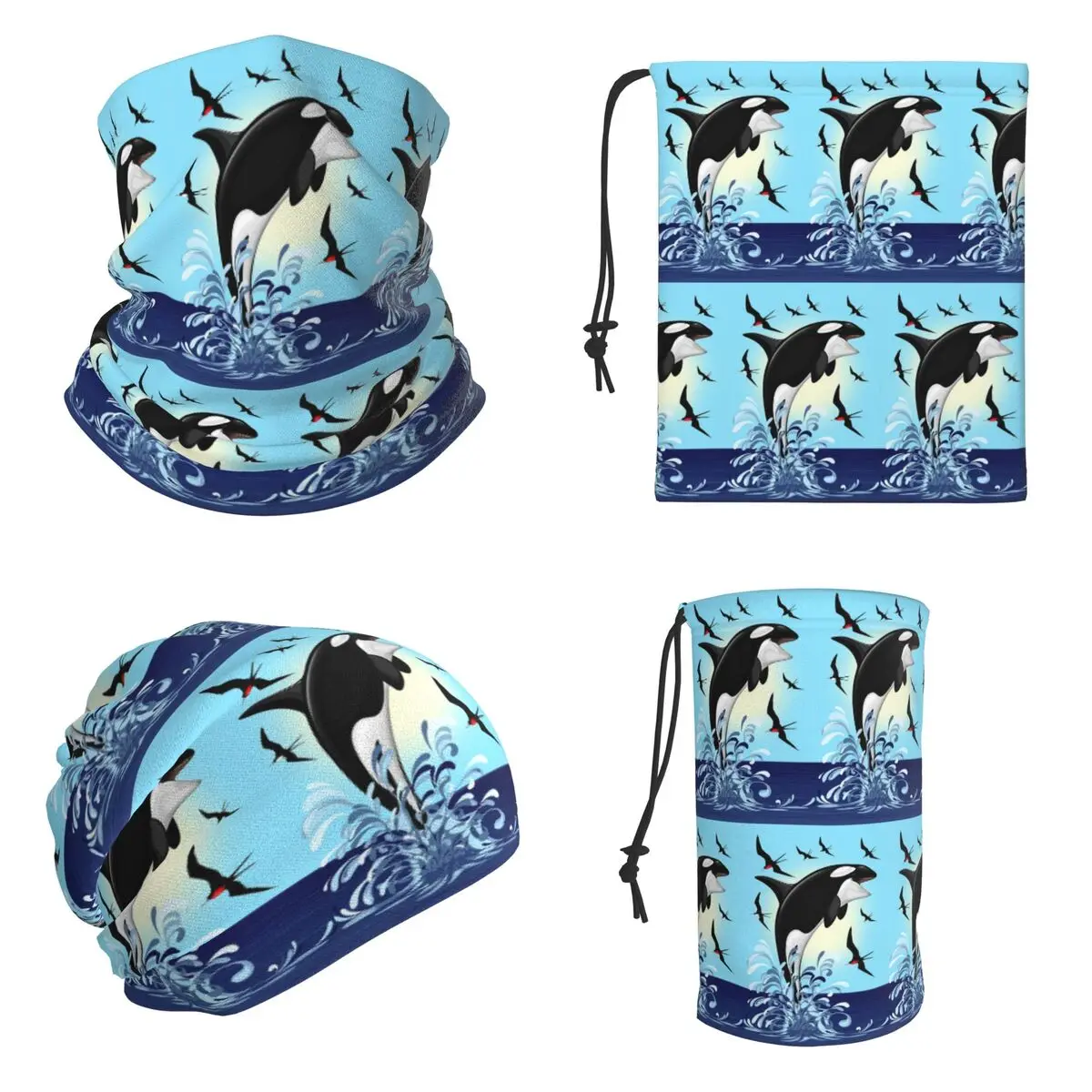 Orca Killer Whale Jumping Out The Ocean Bandana Neck Cover Printed Magic Scarf Running Balaclava For Men Women Adult Breathable