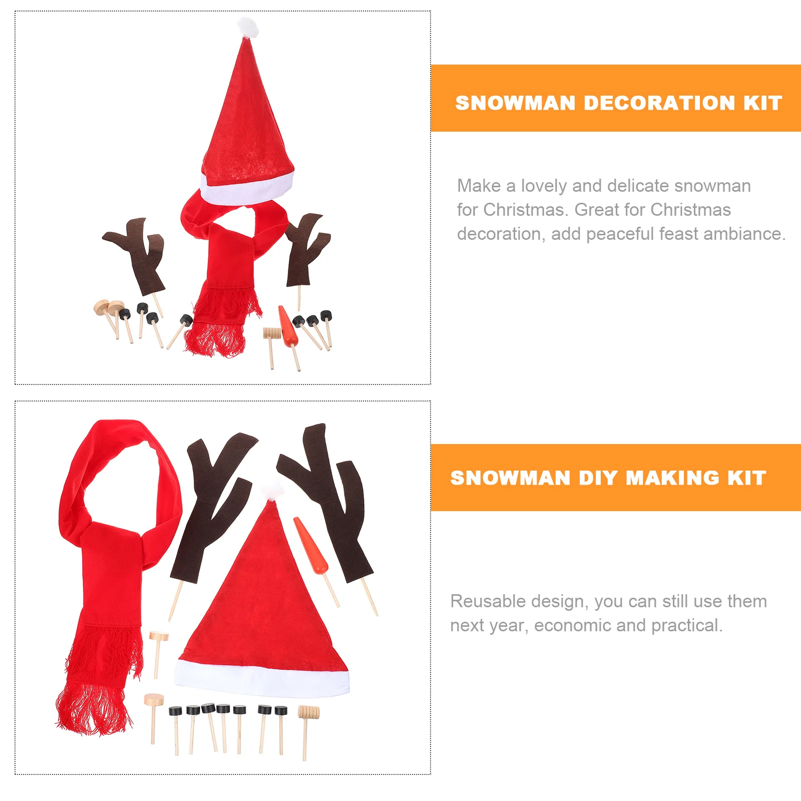 

1 Set Christmas Hat Set Outdoor Diy Ornaments Reusable Xmas Snowman Dressing Kit Snowman Decorating Props Festival Diy Supplies