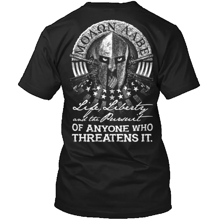 Spartan Warrior 2nd Amendment Molon Labe T-Shirt 100% Cotton O-Neck Short Sleeve Summer Casual Mens T-shirt Size S-3XL