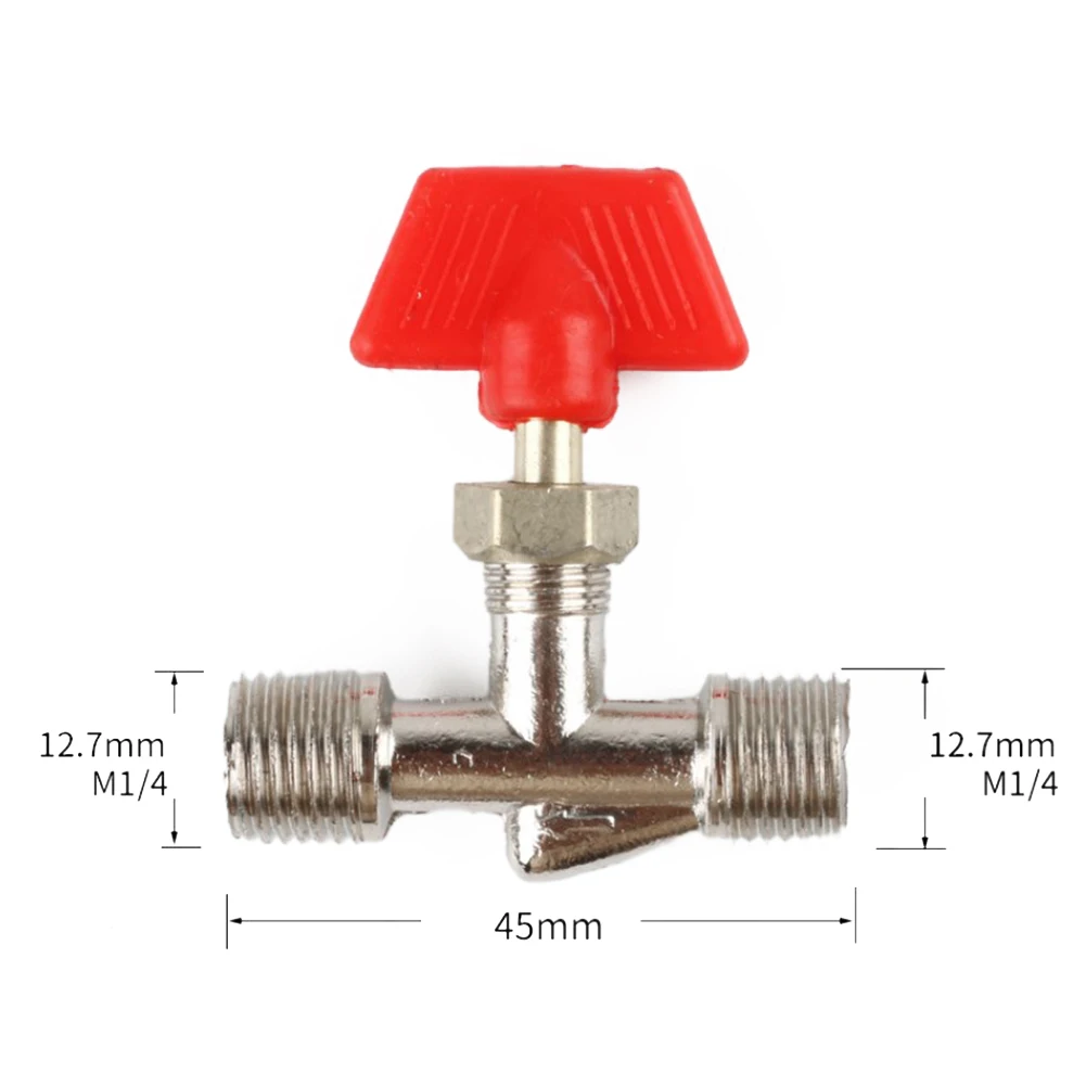 Male Thread Gas Valve Part Replacement Silver Tone Switch T Shape Tools Needle 1/4in X 1/4in BSPT High Quality