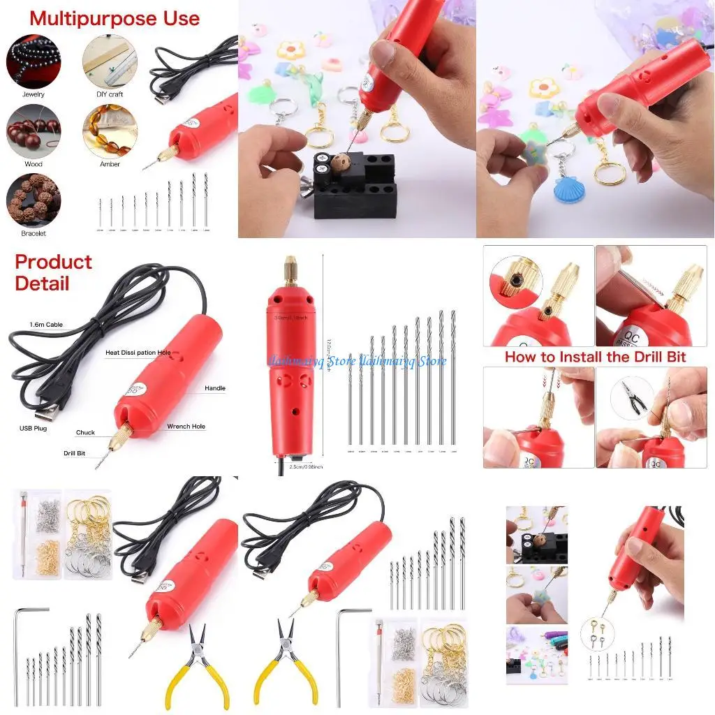 

573b Удобные электрические ручные бурины устанавливают USB Dlil Electric Hole Delloy Jewelry Tools, подходящие для форм