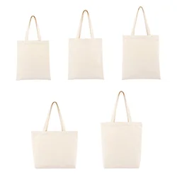 Bolso de compras reutilizable de gran capacidad para mujer, bolsa de mano plegable en blanco, ecológica, de lona, de hombro