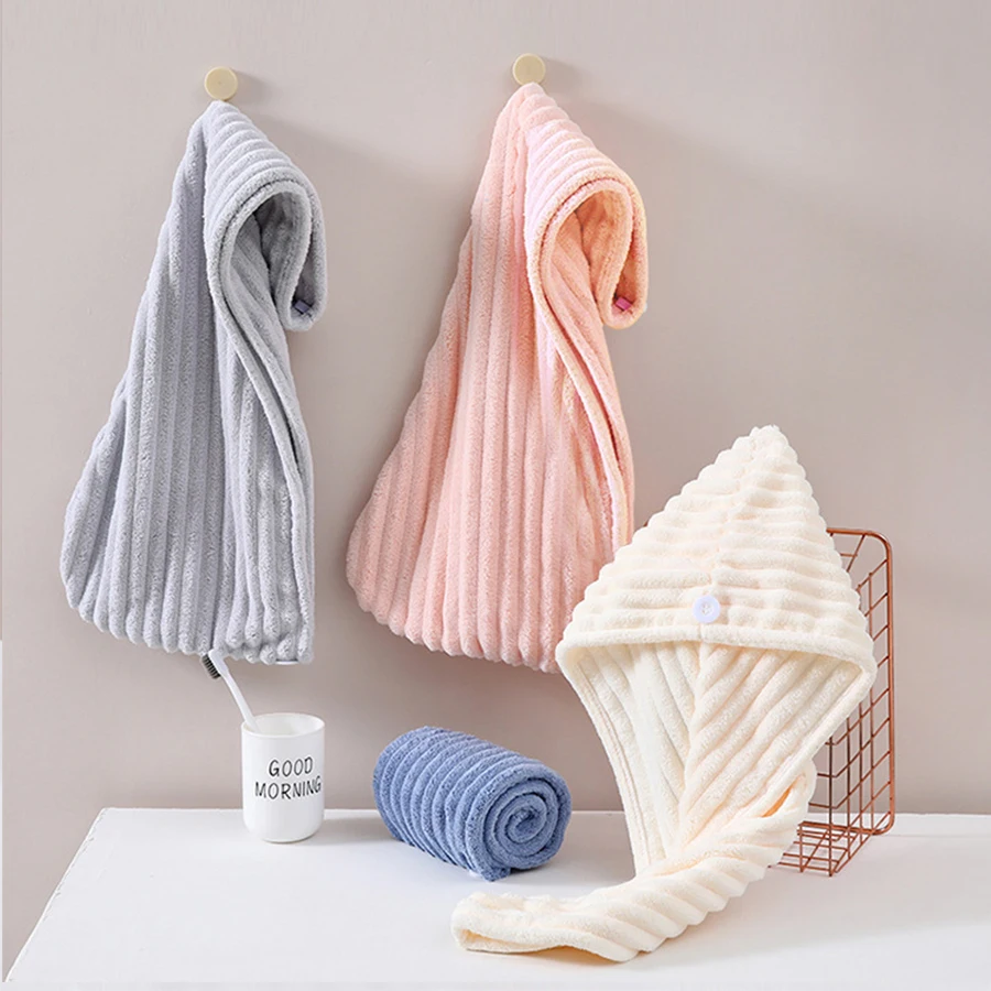 Gorro para el cabello seco para mujer, absorbente, grueso, suave, ligero, de secado rápido, multiusos como pañuelo para la cabeza, 2 uds.