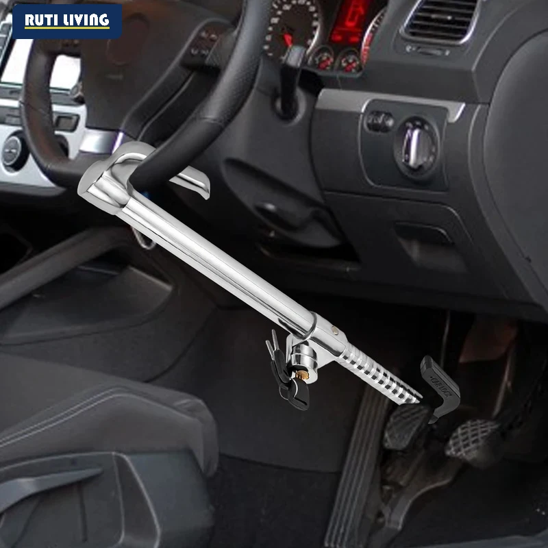 Universal Steering Wheel Lock Retractable Brake Lock Double Hook Security Lock Car Anti-Theft Device Emergency Escape Car Lock