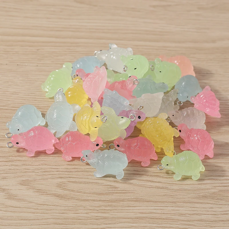 Tusember 10Pcs Cute Cartoon Resin Transparent Jelly Turtle Charms For Earring Bracelet Pendant DIY Jewelry Accessories