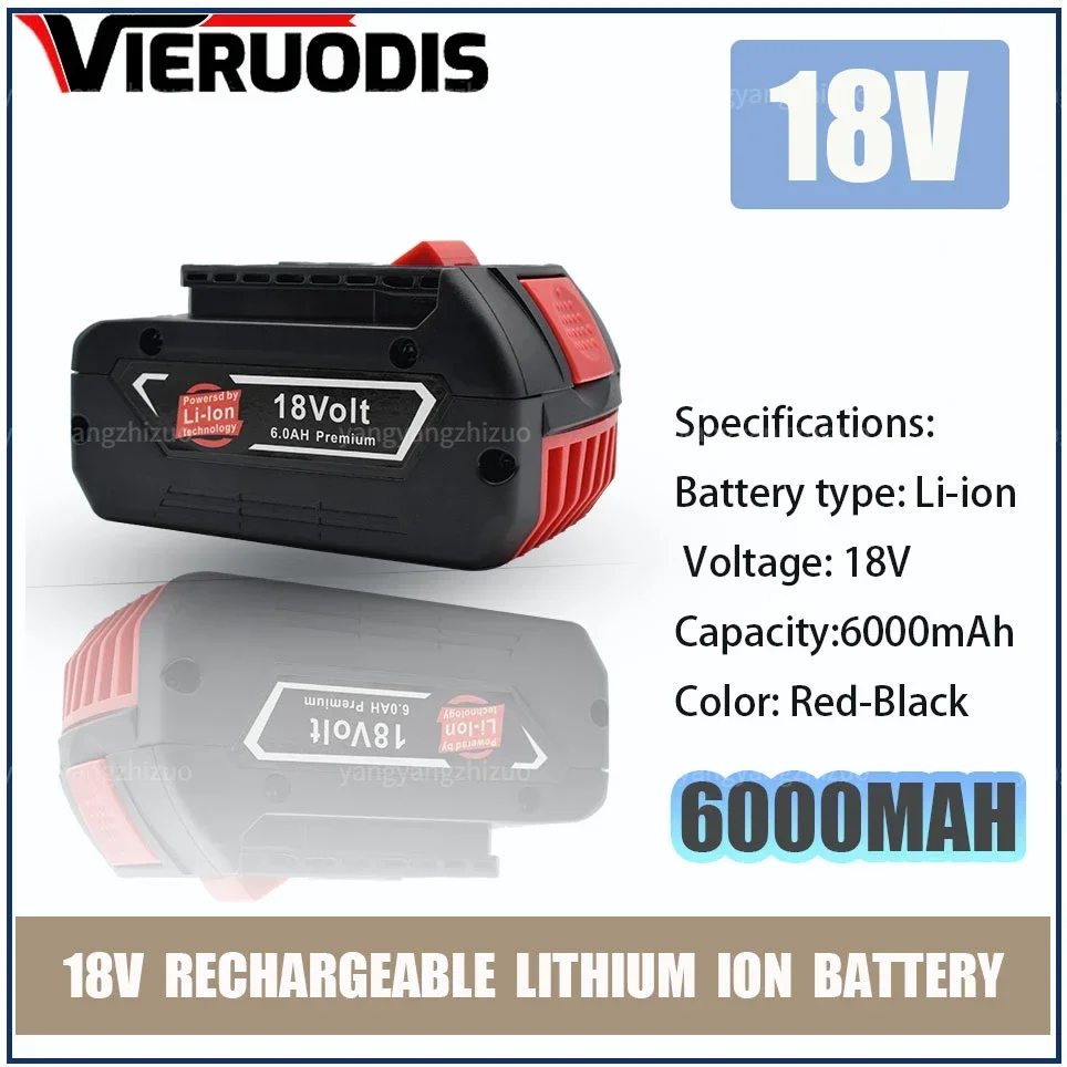 

For Bosch 18V 6.0AH Professional Lithium Battery Rechargeable Power Tool Battery for Bosch BAT609 BAT609G BAT618 BAT618G