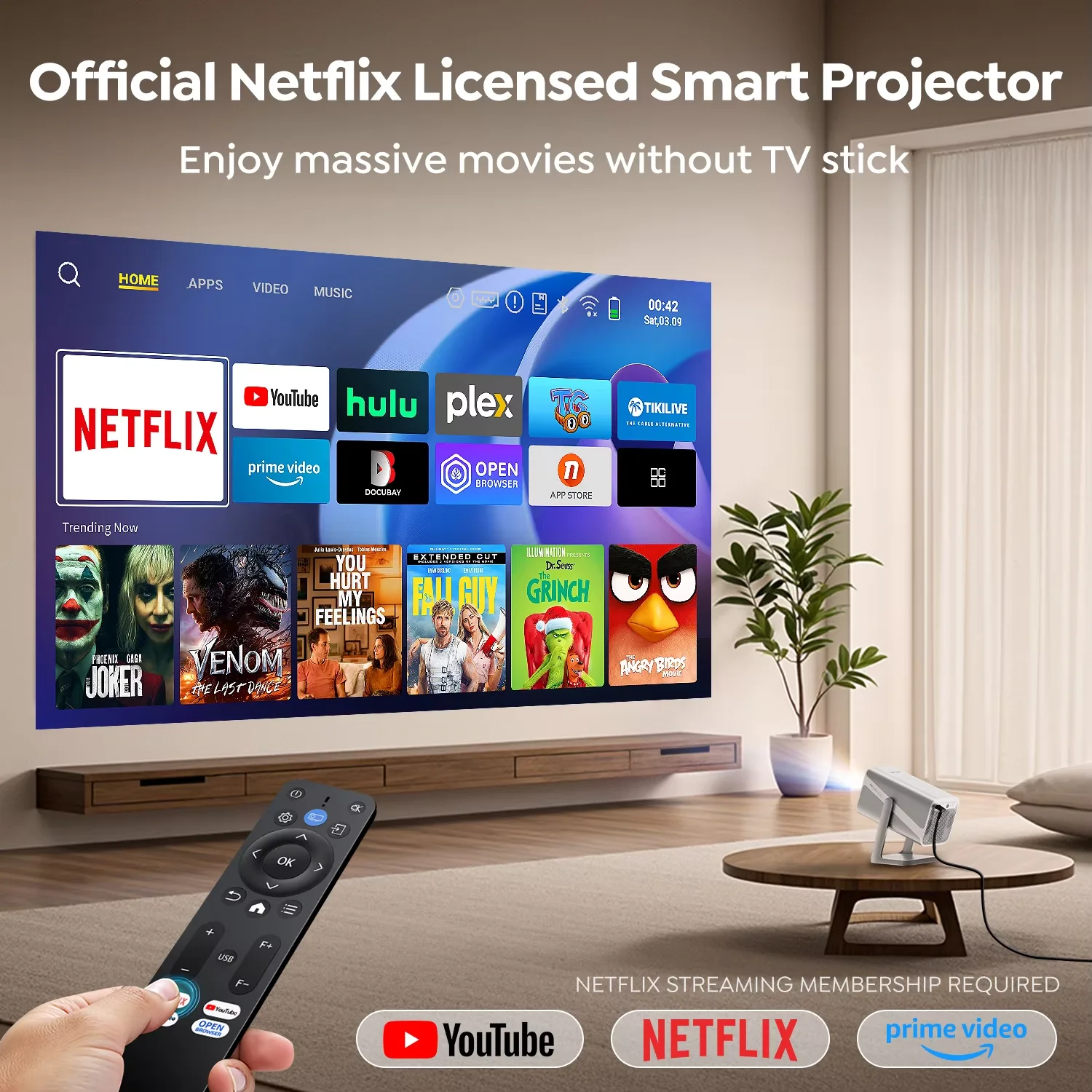 TOPTRO Projector 4K 800ANSI Netflix Officially 1080P Auto Focus Support WIFI6 Mini TP1 Projector For Home Movie Theater