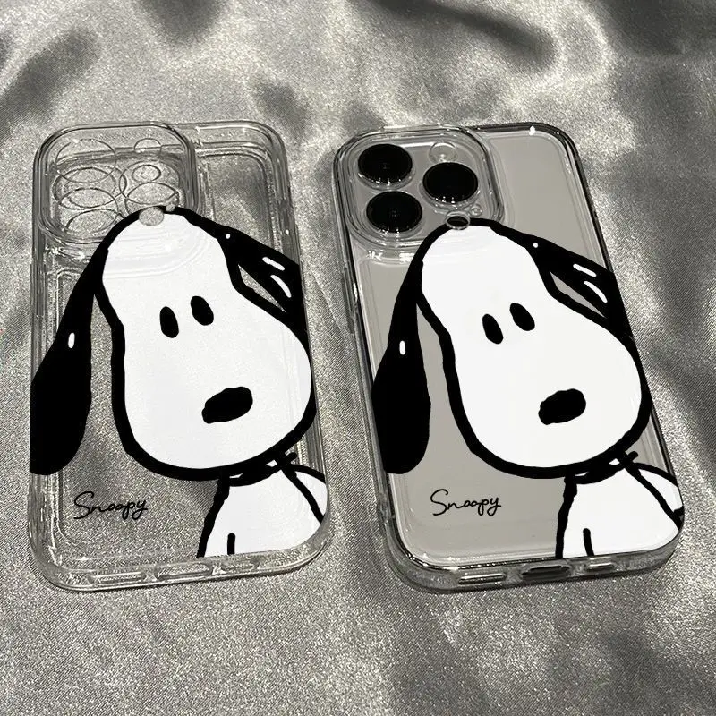 حافظة لهاتف آيفون كارتون Kawaii Daydreaming Snoopy لهاتف آيفون 16 15 14 13 12 11 Pro Max XR XS MAX 7 8 PLUS MINI INS غطاء شفاف