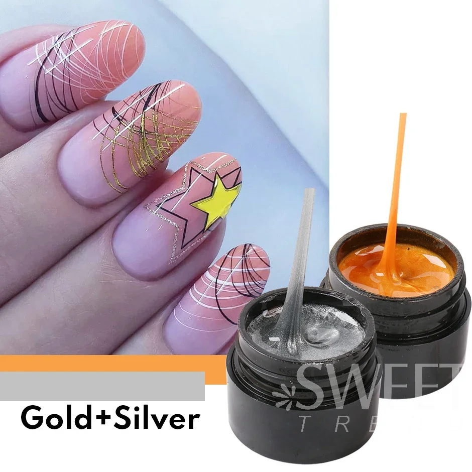 2pcs Creative Spider Nails Drawing Gel Black White Painting Wire Web Liner Semi Permanent UV Silk Varnish Manicure Polish Decor image 4