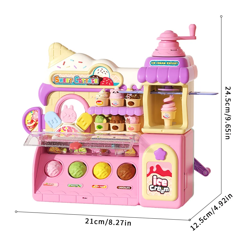 YIMI Kids Pretend Play Ice Cream Maker Pretend Play Kitchen Food Accessories Plasticine Toy Clay Ice Cream Shop Toys