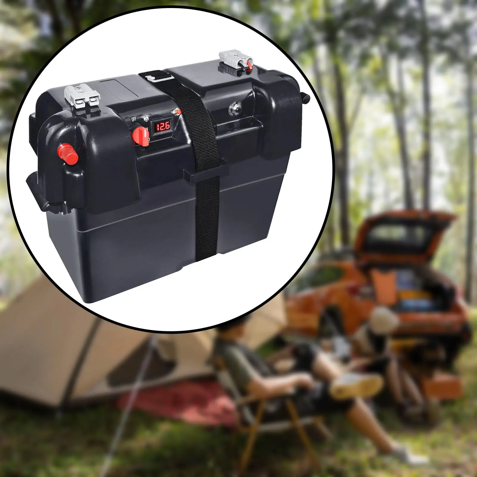 Battery Storage Box Container Organizer Battery Carrier for Boat Trucks Trolling Motor