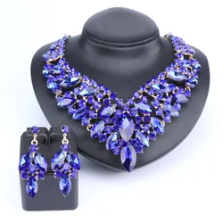 Women's Wedding Bridal Crystal Statement Choker Necklace Earring Party Costume Jewelry Set Gifts