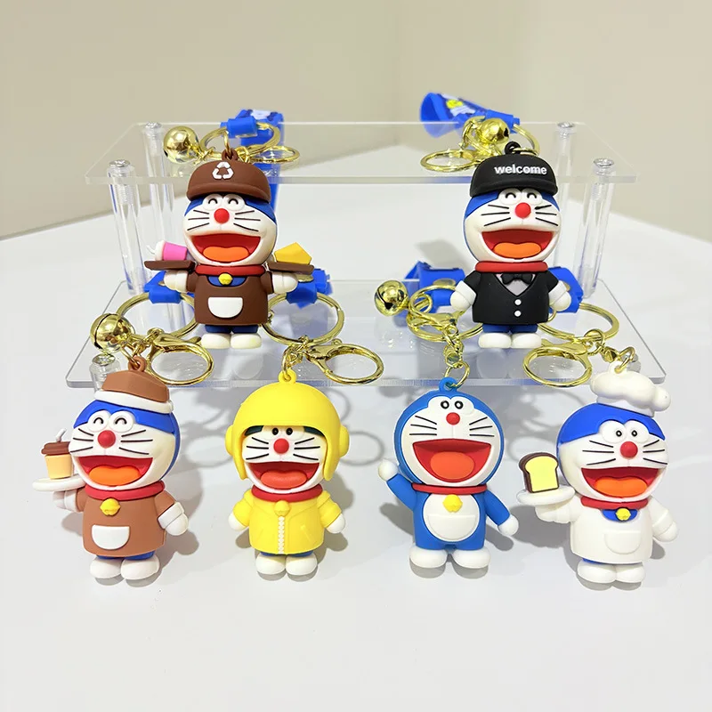 Cute Doraemon doll pendant keychain cartoon character Doraemon cat car pendant keychain men and women bag key ring pendant