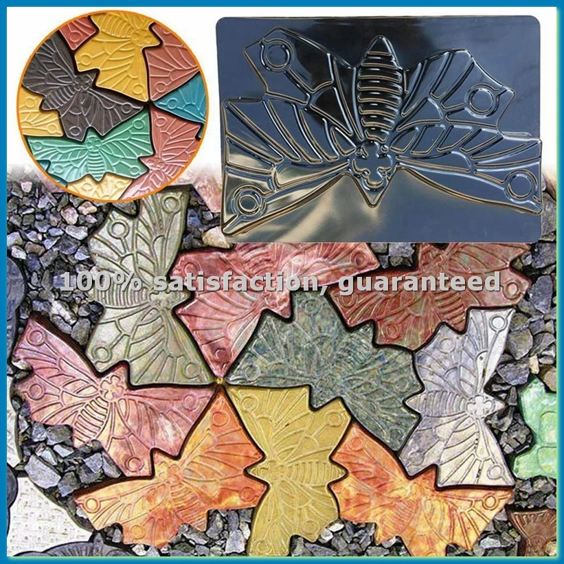 Path Maker Butterfly Stepping Stone Mold Concrete Cement Brick Mould for Park Garden Path Black for Patio-AT35