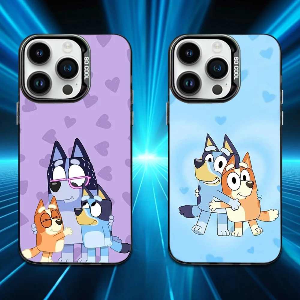 

Cartoon B-Bluey-ES Dog Cute Phone Case For iPhone 16,15,14,13,12,11,Mini,Pro,MAX Black Matte Shockproof Cover