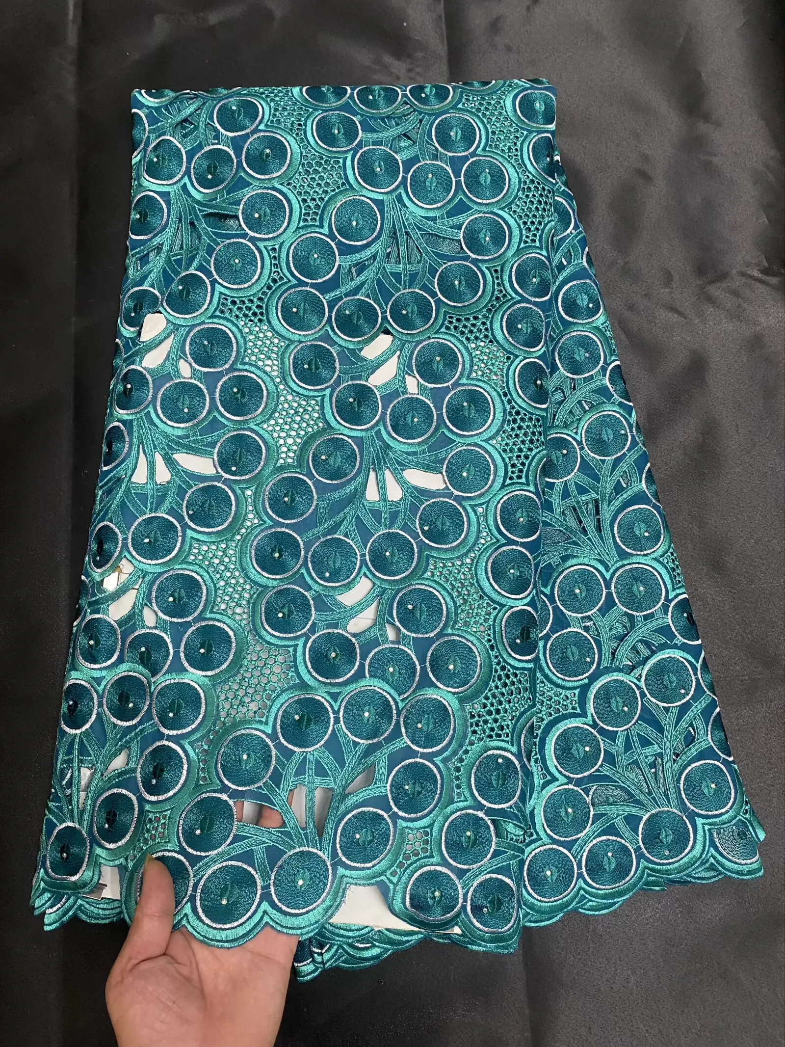 Latest Style Guipure lace fabric 2026 Nigerian Stones Lace Fabric Embroidery Green Luxury French Embroidery for Wedding H192-1