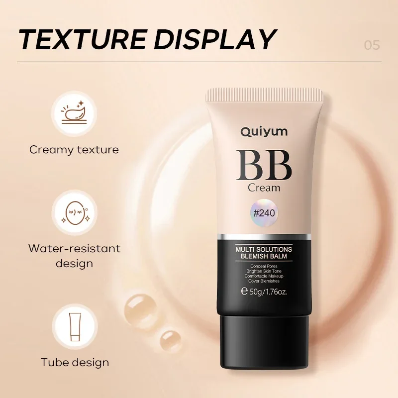 Base de maquillaje BB Cream, larga duración, resistente al agua, ilumina el tono de la piel, cubrir las imperfecciones, Base correctora de 50ml, Maquillaje facial líquido