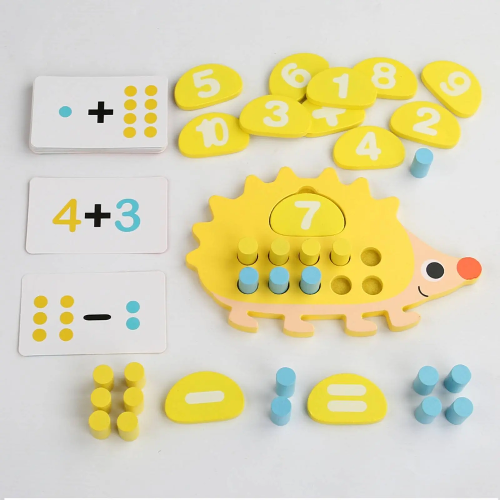 Ten Frame Math Toy Hands-on Learning Hedgehog Counting Board Addition Subtraction Set Early Learning Wooden Counting Peg Board