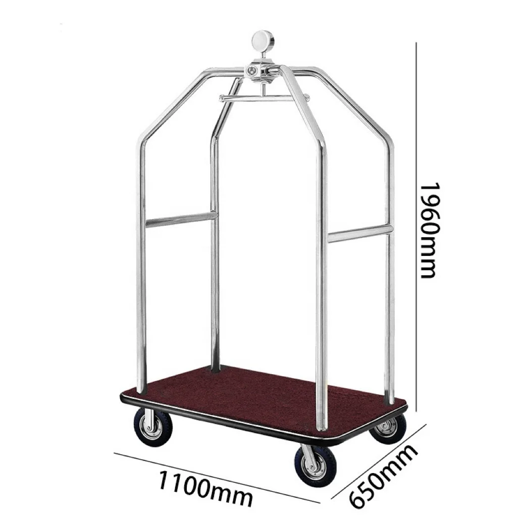 

Hotel Lobby High Standard Concierge Stainless Steel Baggage Luggage Trolley