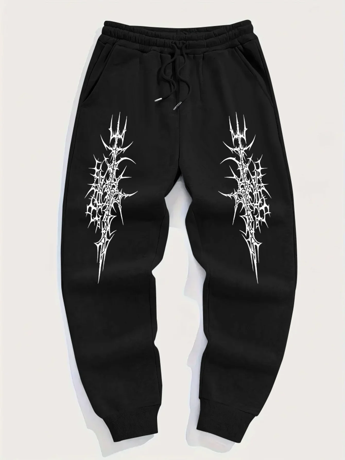 Mens Sweatpants Fit Joggers for Sports and Streetwear Loose Casual Pant Drawstring Multi-pocket Men Printed Long Pant