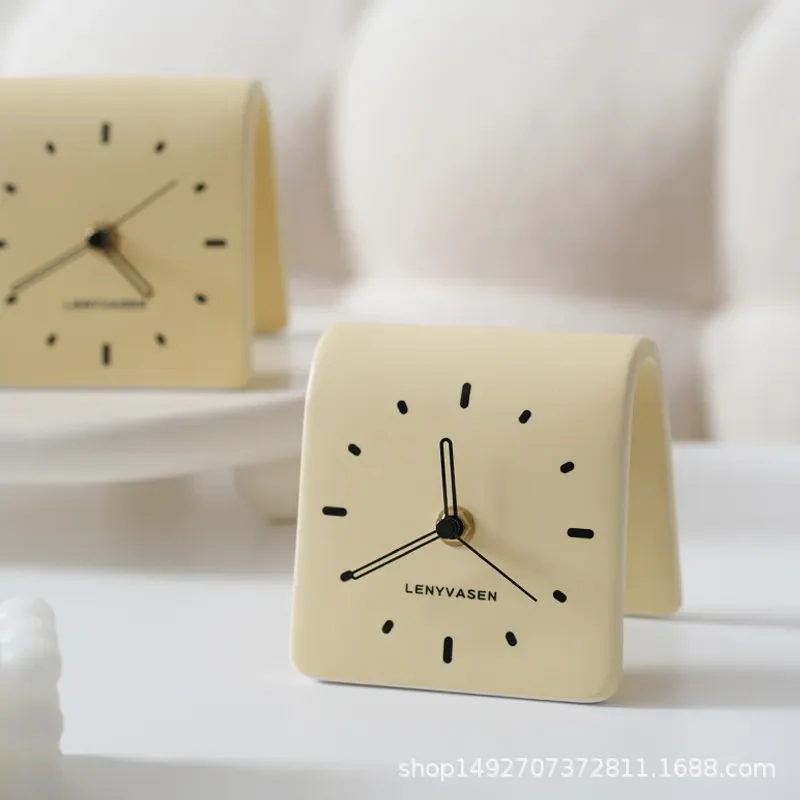 LENVASEN Modern Ceramic Table Clock Silent Non Ticking Desktop Timepiece Minimalist Home Decor for Living Room Bedroom
