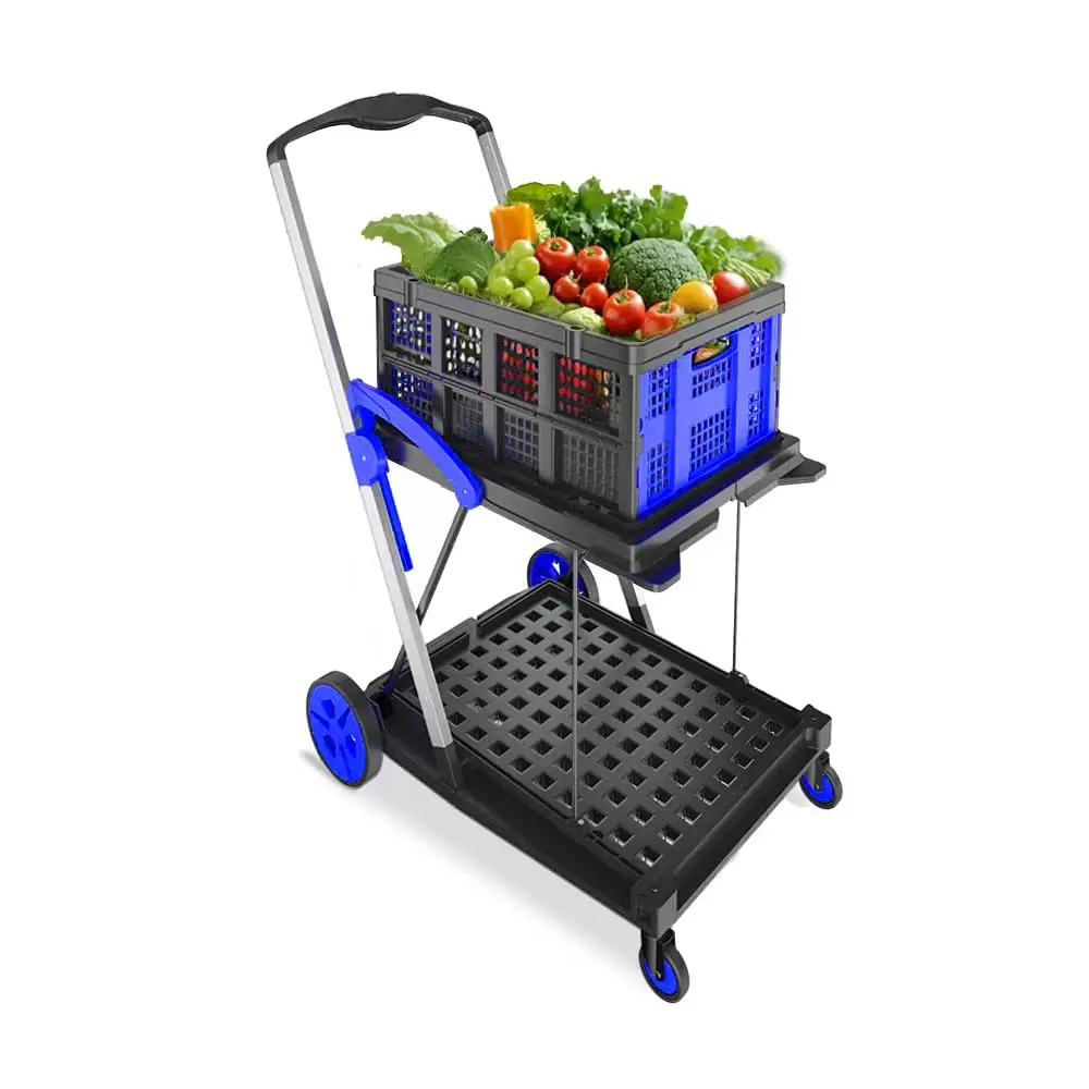 

Folding Cart | Multi Use Functional Collapsible Carts | Shopping Trolley With Wheels | Shopping Cart With Storage Crate |